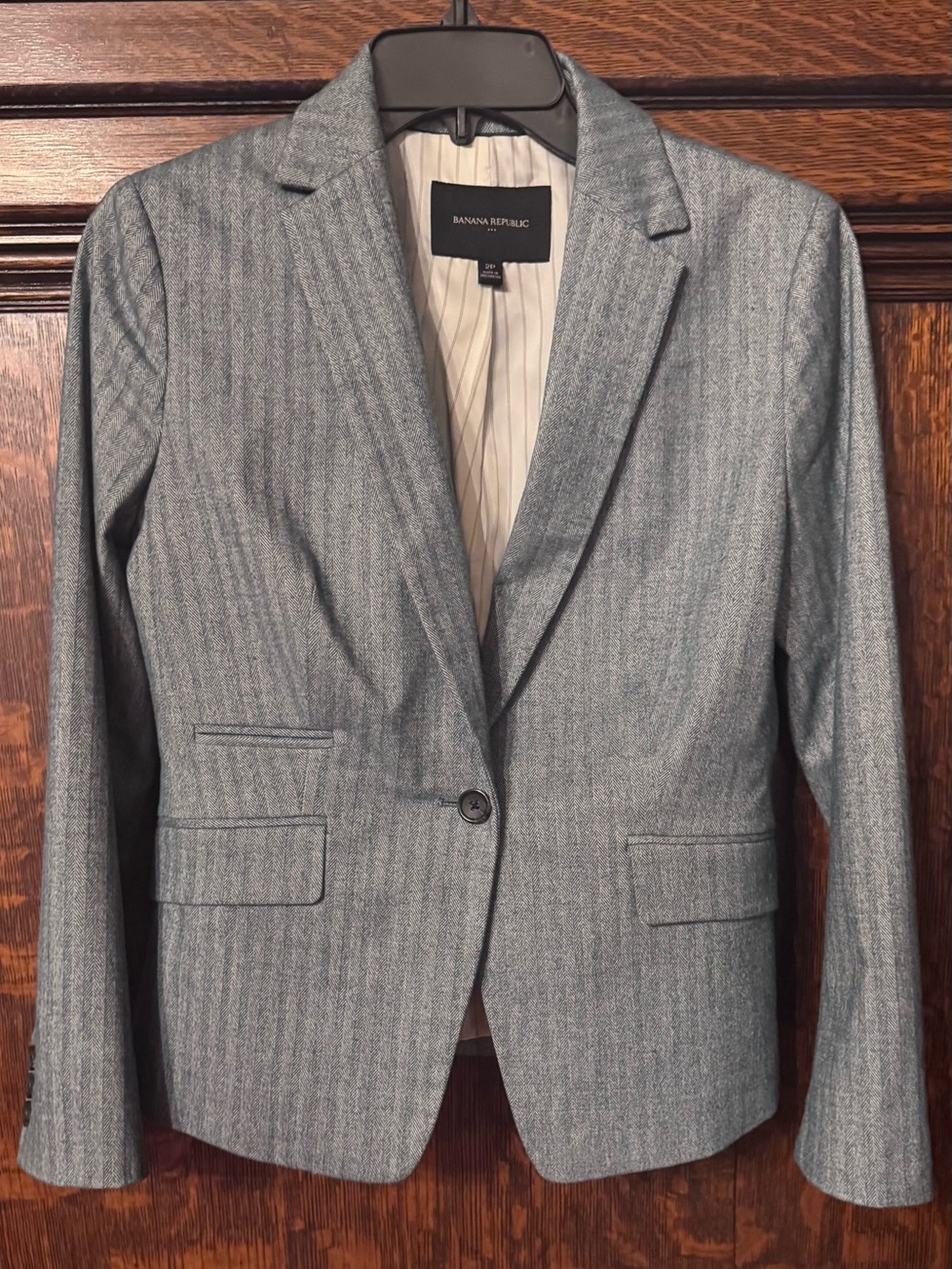 Banana Republic Women's Blue Herringbone Classic Blazer